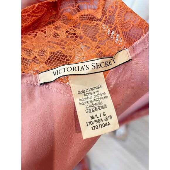 Victoria’s Secret Pink and Orange Lace Long Robe and Slip Set Large/XL - Picture 16 of 16